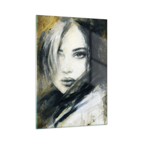 Impression sur verre - Image sur verre - Portrait d'une femme à l'aquarelle - 50x70cm - plutôt innocente ou sensuelle ? - Décoration murale moderne pour le salon et la chambre ARTTOR
