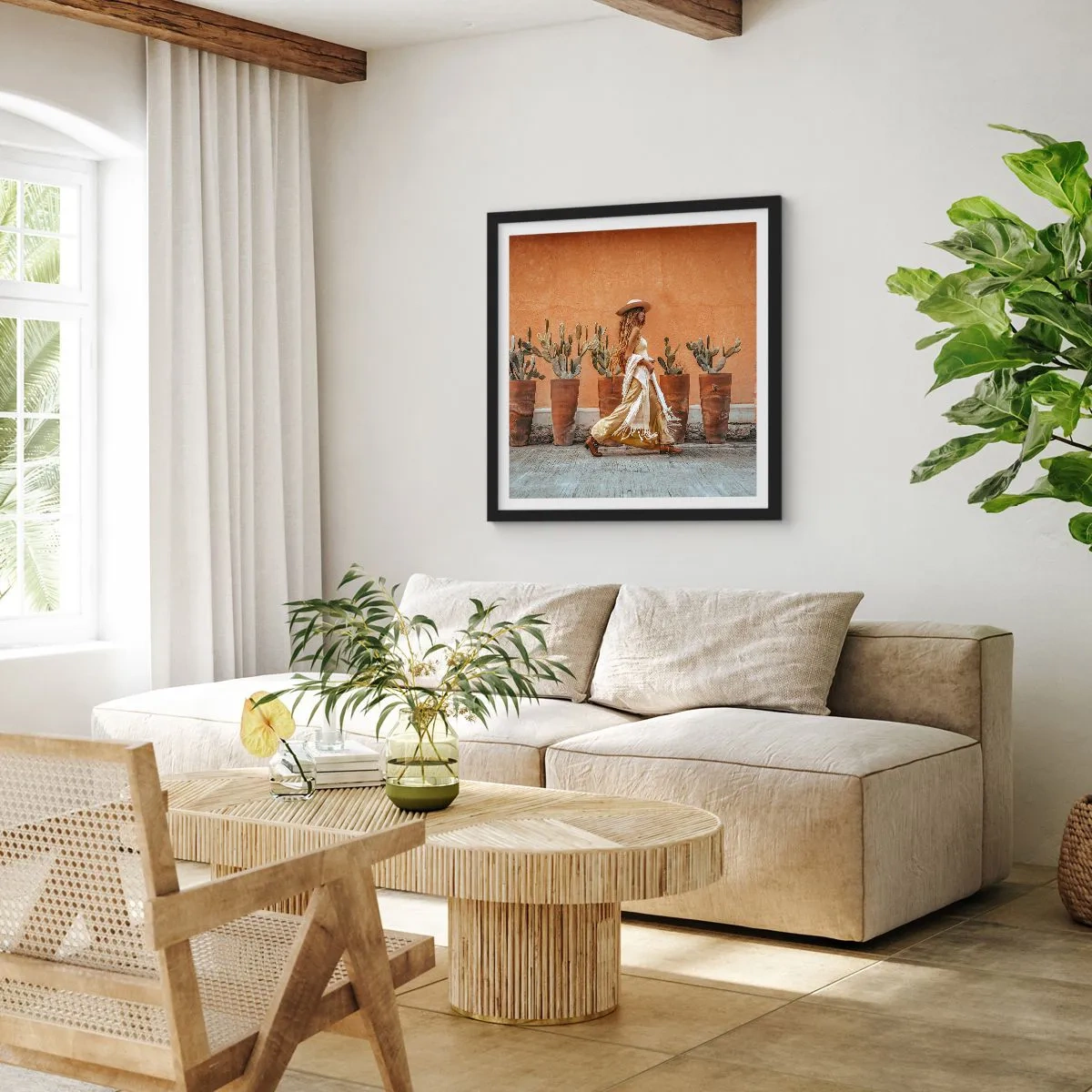 Affiche dans un cadre noir - Poster - Style hippie - 60x60 cm