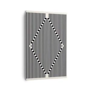 Impression sur toile - Image sur toile - Lignes noires et blanches créant un effet d'illusion géométrique - 80x120cm - Illusion géométrique - Décoration murale moderne pour le salon et la chambre ARTTOR