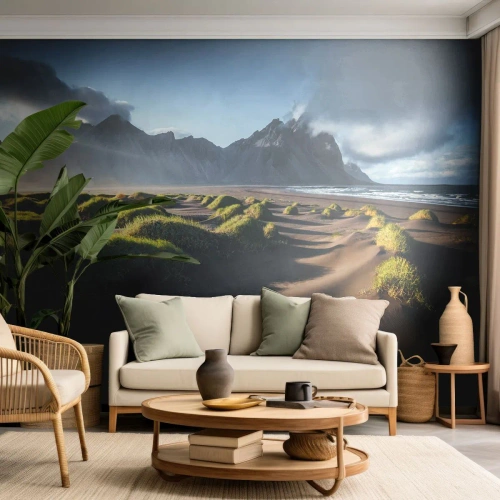 Papier Peint Autocollant Deluxe Sticker - Harmonie des éléments - Paysage, Islande, Montagnes - 150x105 cm