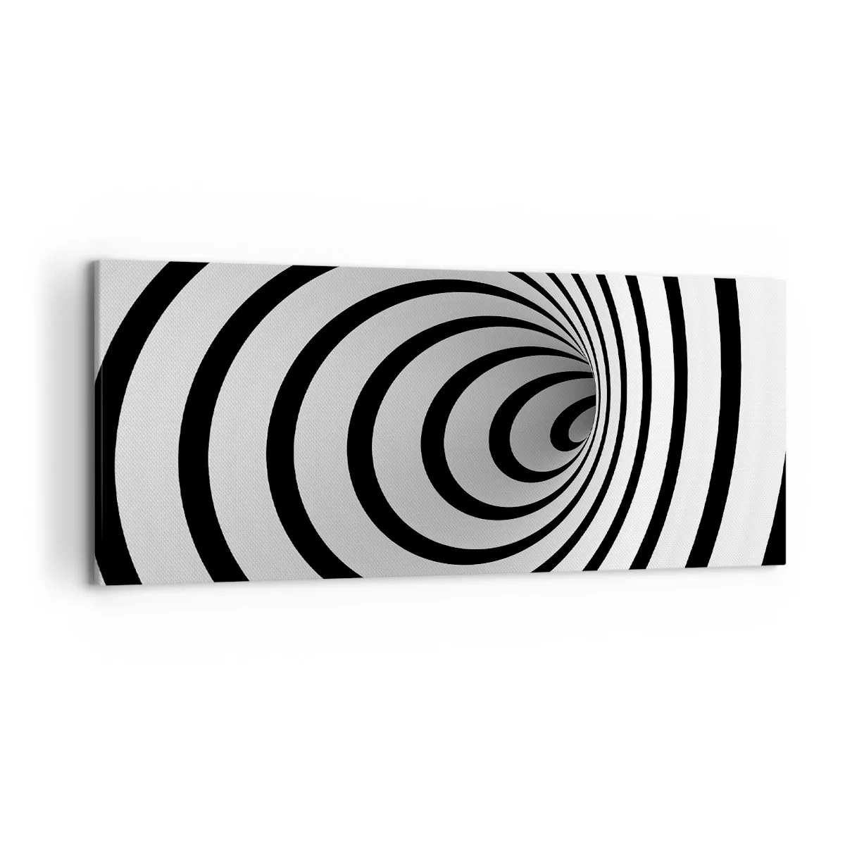 Impression sur toile - Image sur toile - Une spirale noire et blanche créant un effet hypnotique - 120x50cm - Tu ne peux pas y résister aussi ? - Décoration murale moderne pour le salon et la chambre ARTTOR