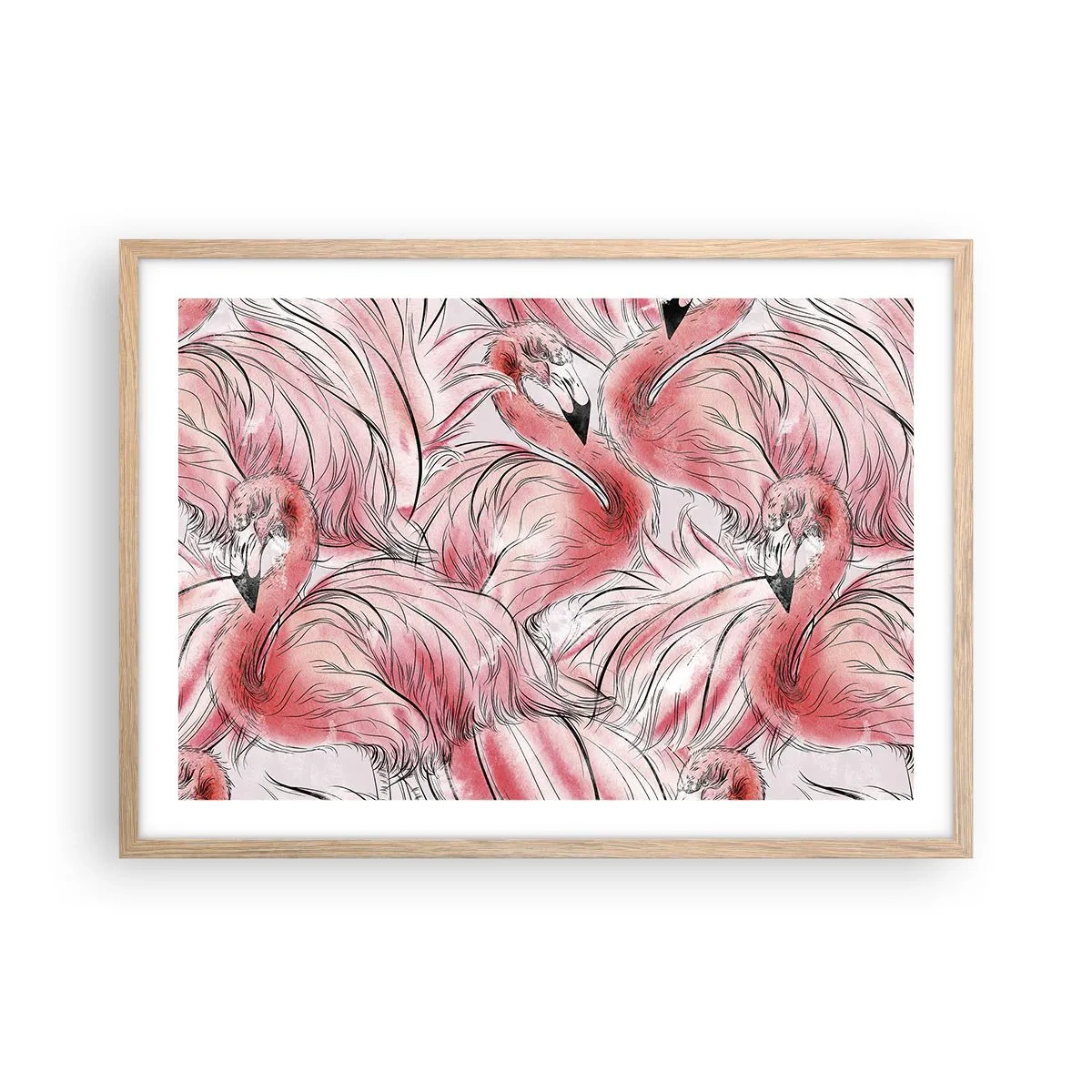 Affiche dans un chêne clair - Poster - Oiseau corps de ballet - 70x50 cm