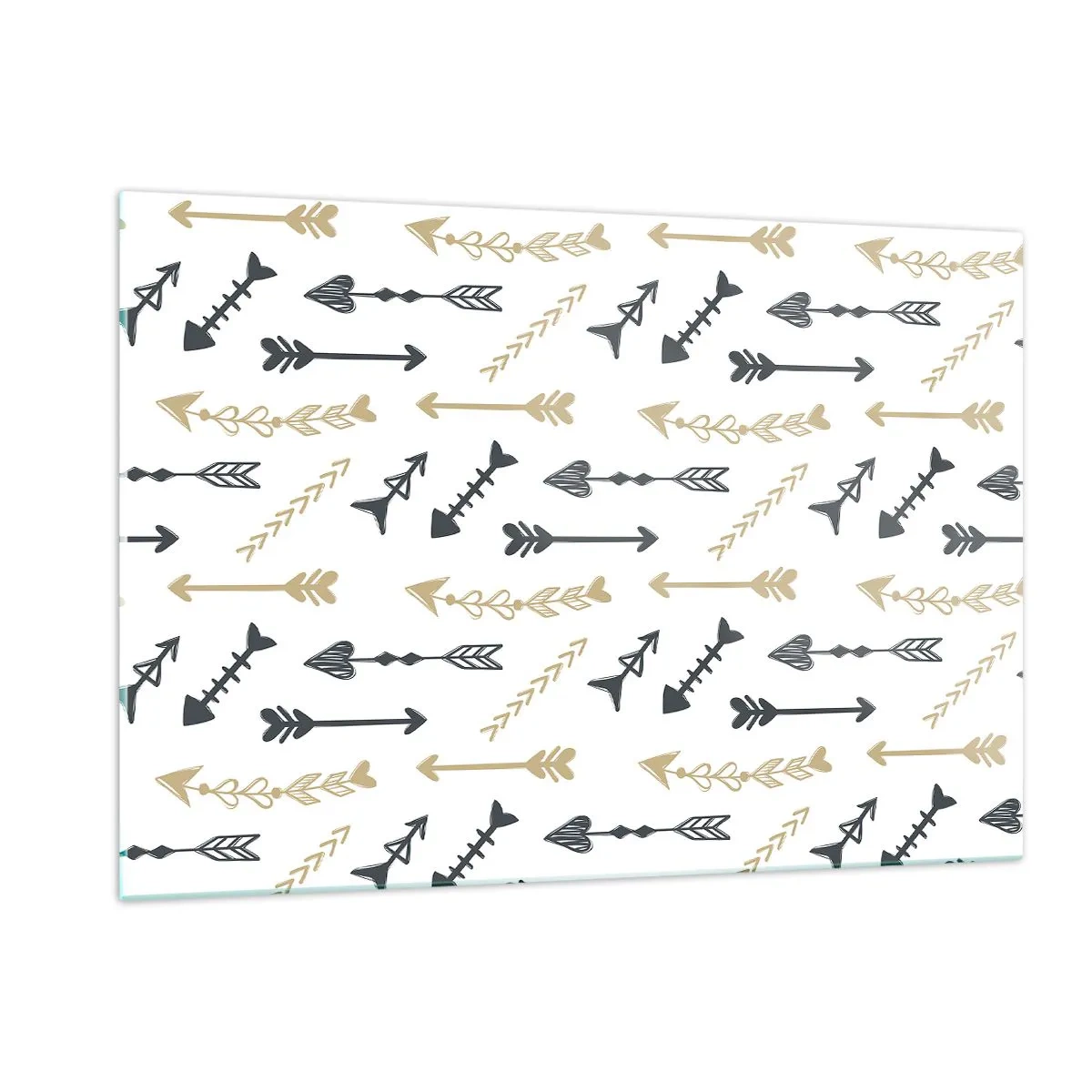 Impression sur verre - Image sur verre - Un motif de flèches de différentes couleurs sur fond blanc - 120x80cm - Le rêve de l'archer - Décoration murale moderne pour le salon et la chambre ARTTOR