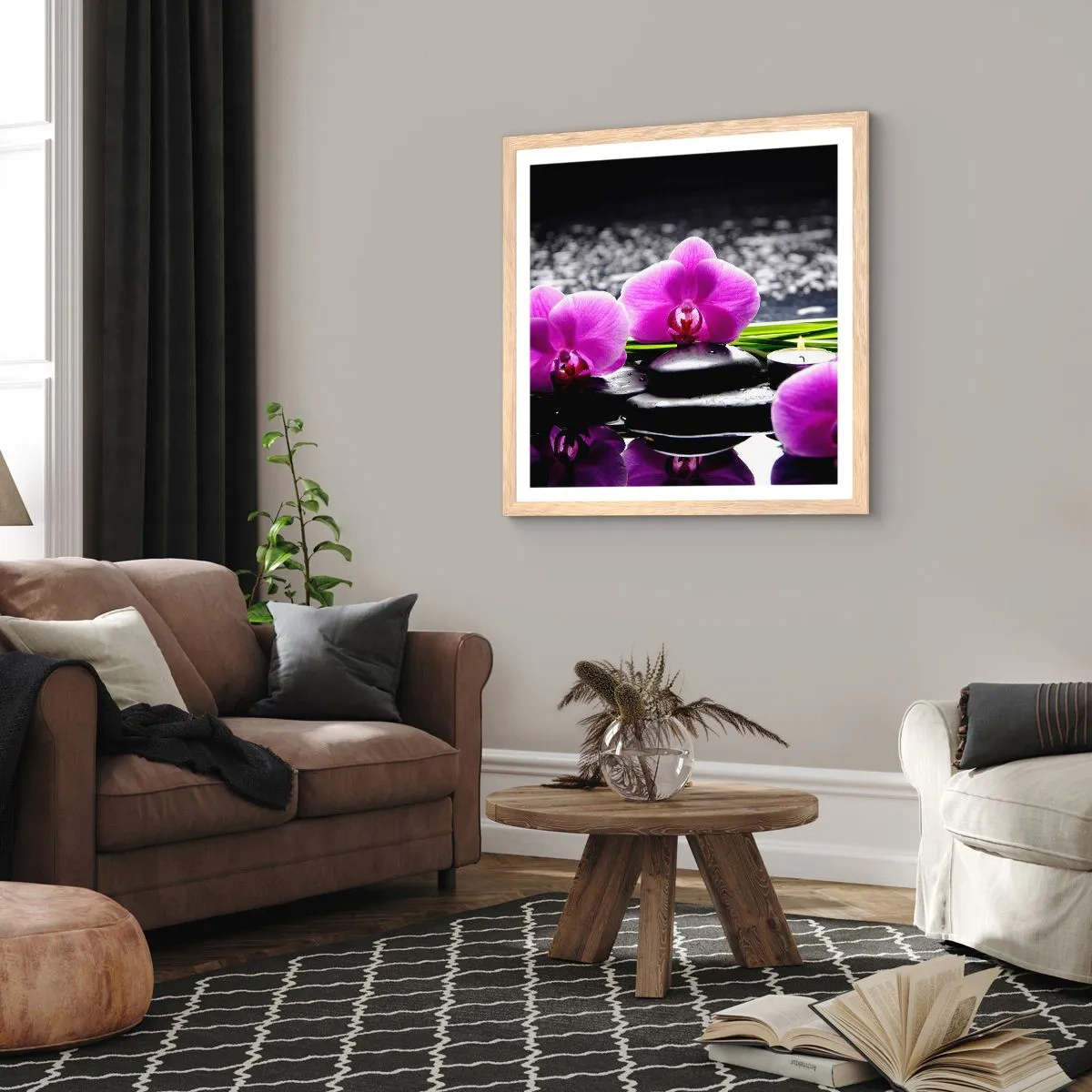 Affiche dans un chêne clair - Poster - Se noyer dans la paix et la tranquillité - 50x50 cm