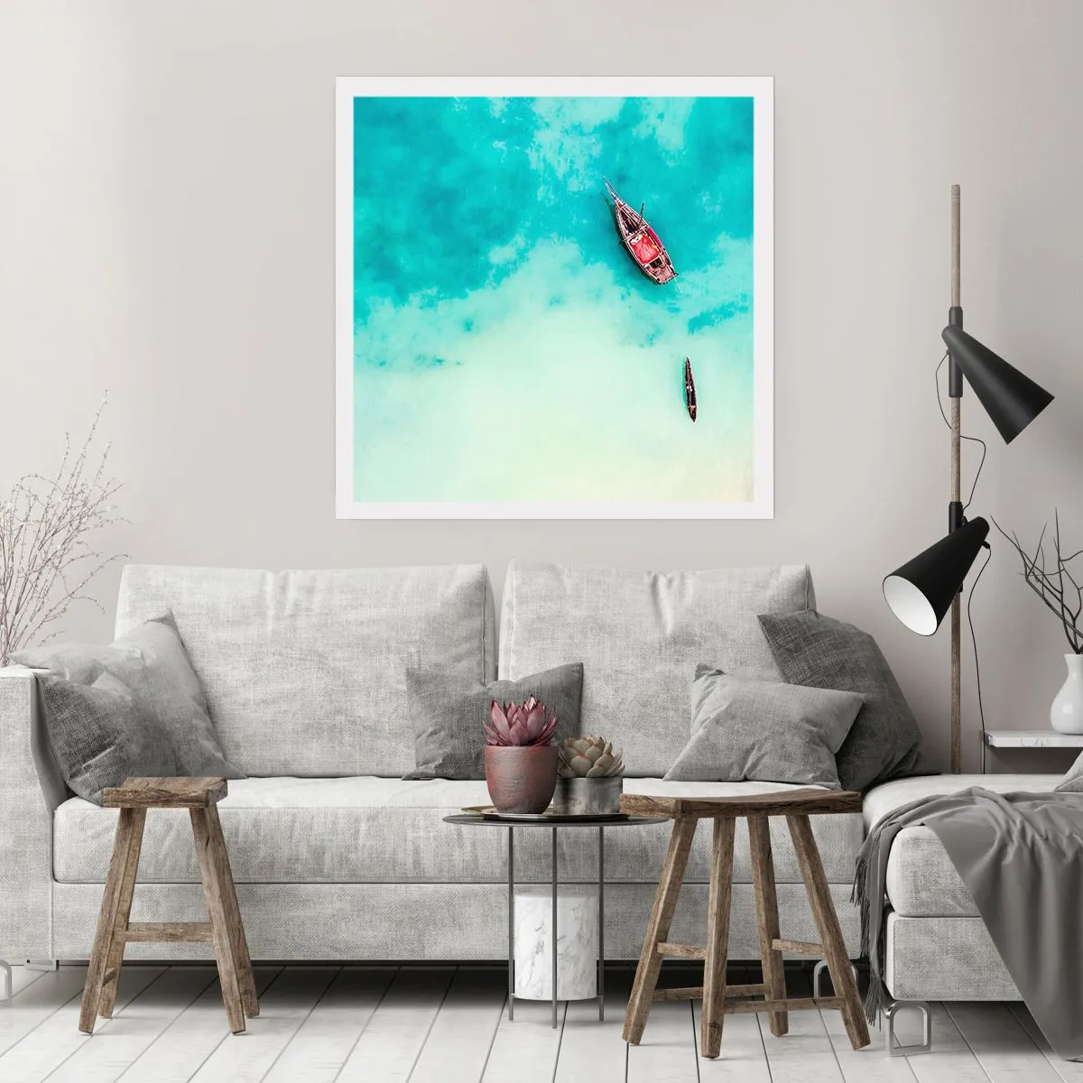 Affiche - Poster - Car sur les plages de Zanzibar, quand il y a un débordement d'eau... - 30x30 cm