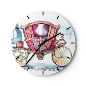 Horloge murale - Pendule murale - Calèche colorée au style aquarelle - 30x30cm - À un mariage ou à un bal ? - Décoration murale moderne pour le salon, la cuisine et la chambre ARTTOR