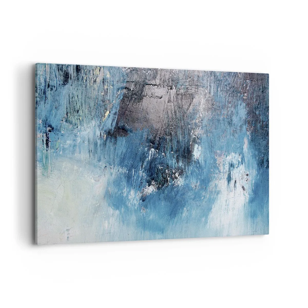 Impression sur toile - Image sur toile - Coups de pinceau abstraits dans des tons de bleu - 120x80cm - Rhapsodie en bleu - Décoration murale moderne pour le salon et la chambre ARTTOR