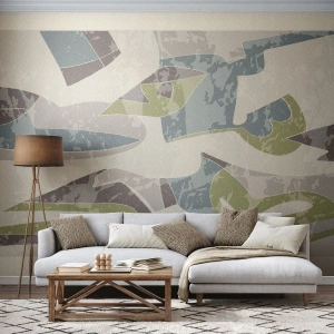 Papier Peint Photo Premium Canvas - Composition derrière la vitre - Formes, Abstraction, Pastel - 450x315 cm