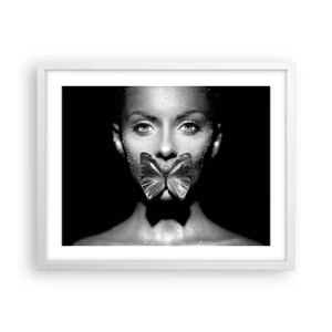 Affiche dans un cadre blanc - Poster - Baiser papillon - 50x40 cm
