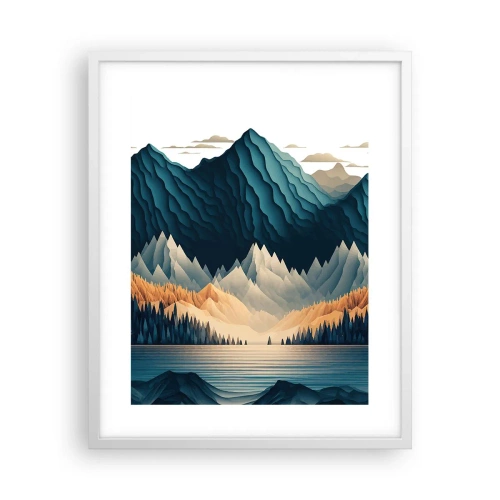 Affiche dans un cadre blanc - Poster - Paysage de montagne parfait - 40x50 cm