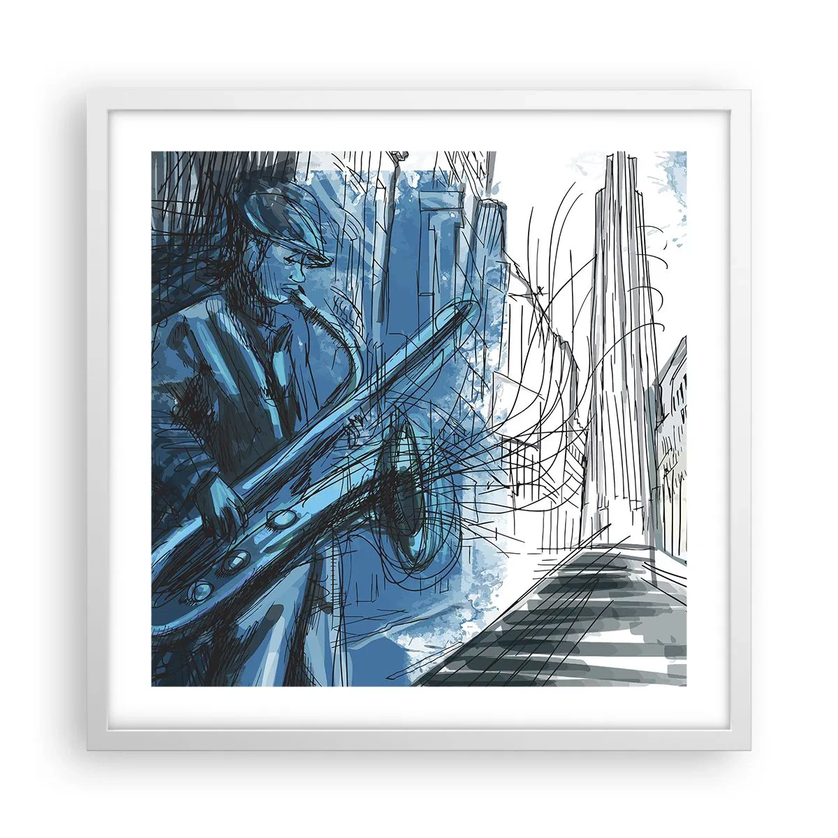 Affiche dans un cadre blanc - Poster - Rhapsodie urbaine - 50x50 cm