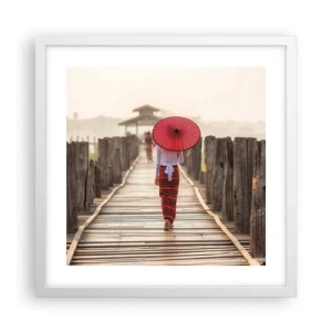 Affiche dans un cadre blanc - Poster - Sur le vieux pont - 40x40 cm
