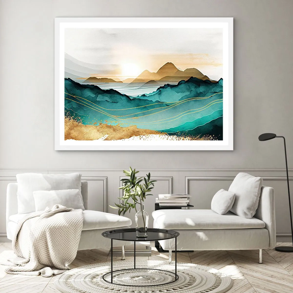 Affiche dans un cadre blanc - Poster - Au frontière de l’abstraction – paysage - 50x40 cm