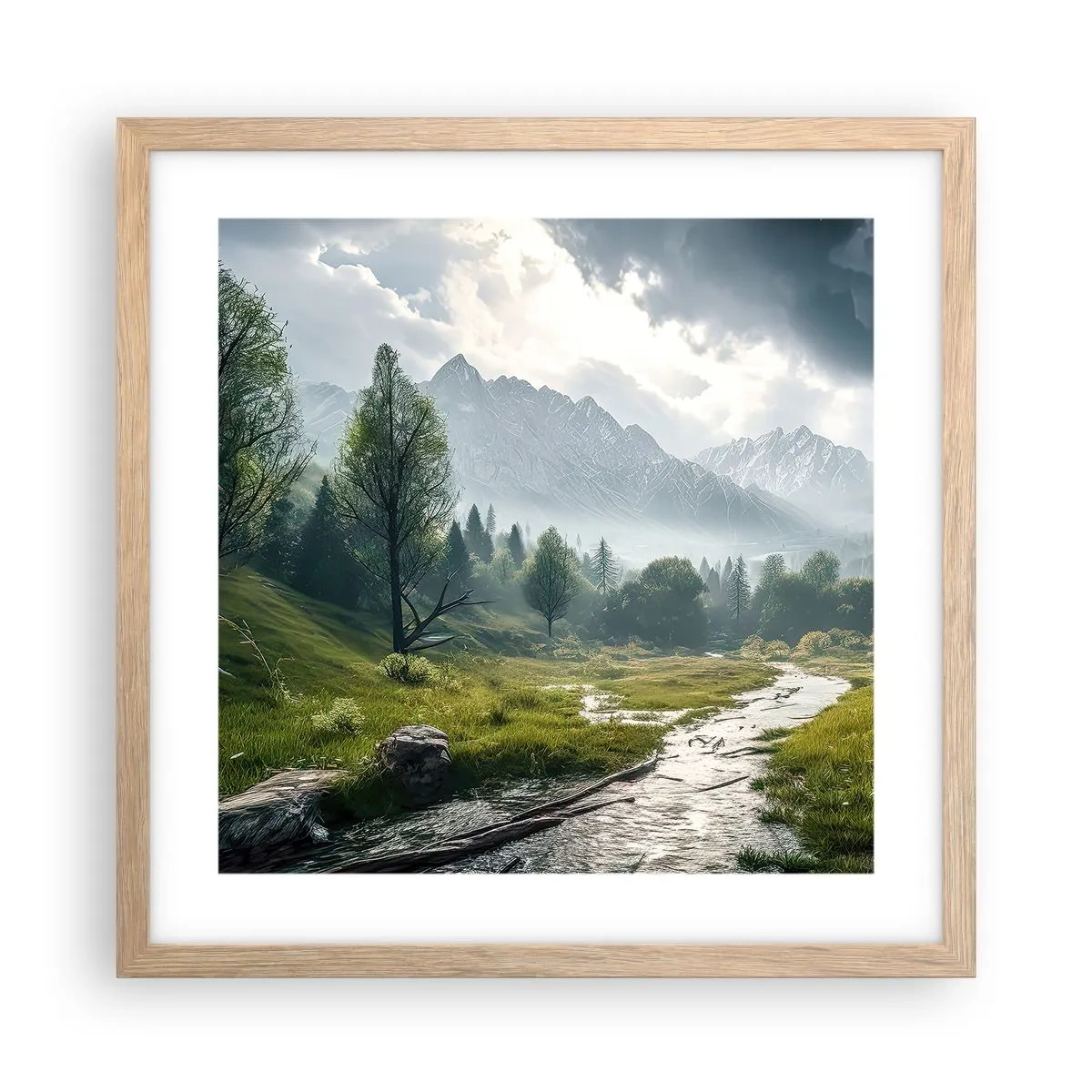 Affiche dans un chêne clair - Poster - Aller et retour - 40x40 cm