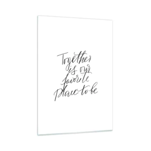 Impression sur verre - Image sur verre - Inscription calligraphique minimaliste sur fond blanc - 50x70cm - Vous aussi vous le sentez? - Décoration murale moderne pour le salon et la chambre ARTTOR
