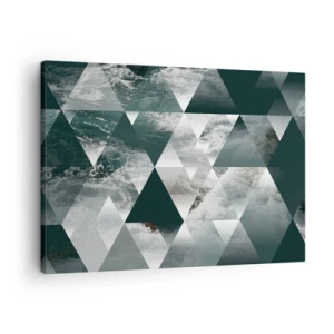 Impression sur toile - Image sur toile - Motif géométrique avec un motif de vagues dans des tons de vert - 70x50cm - Point de vue de cristal - Décoration murale moderne pour le salon et la chambre ARTTOR