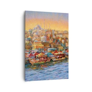 Impression sur toile - Image sur toile - Panorama pittoresque d'Istanbul avec vue sur la baie et la ville - 70x100cm - Conte d'Istanbul - Décoration murale moderne pour le salon et la chambre ARTTOR