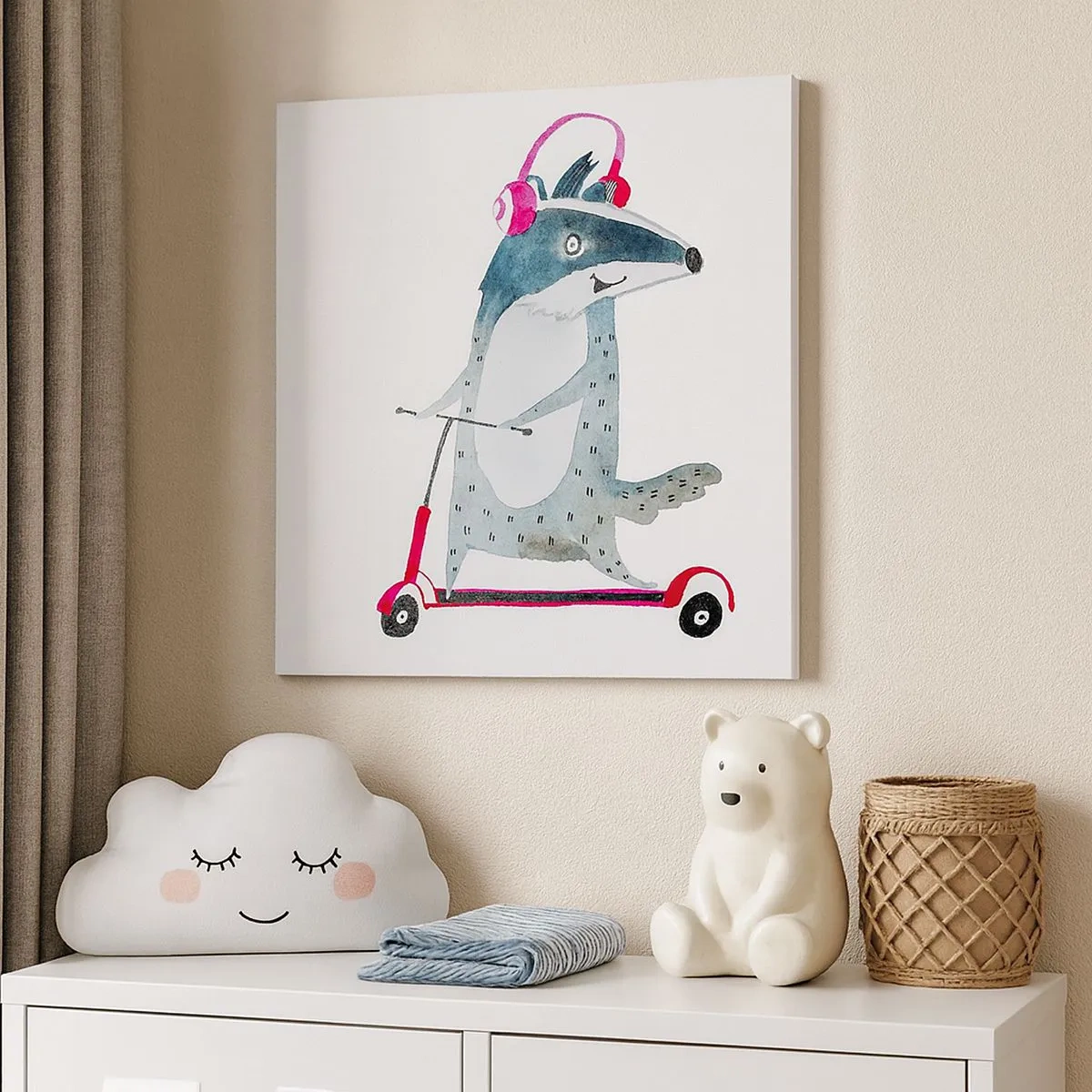 Impression sur toile - Image sur toile - La joie du blaireau - 30x30 cm