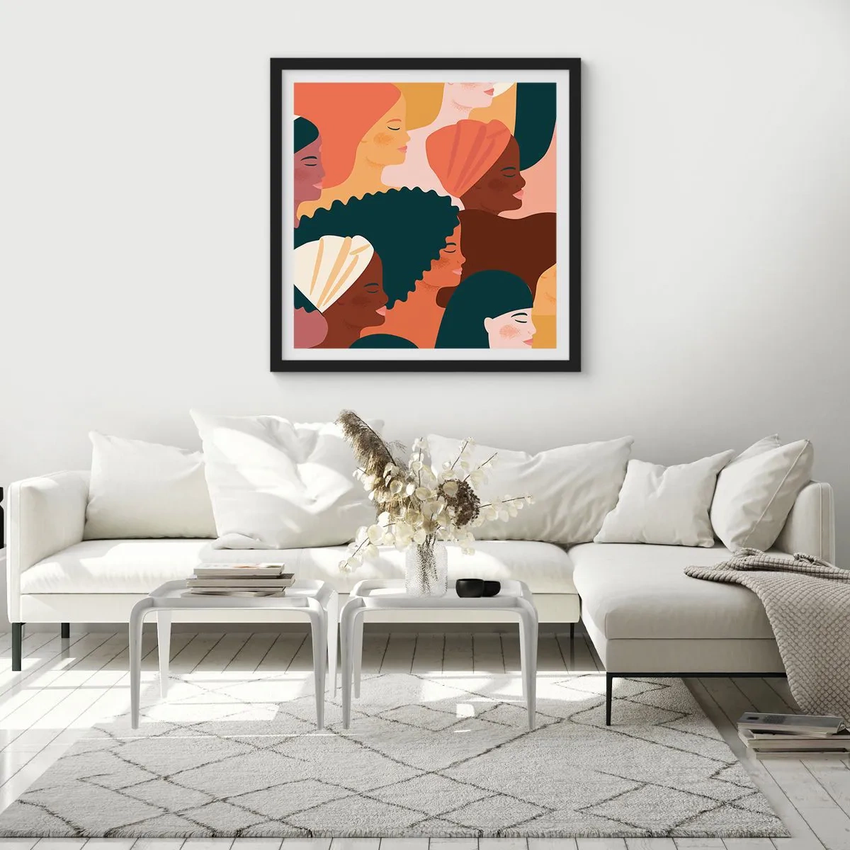 Affiche dans un cadre noir - Poster - Uniquement la féminité - 50x50 cm