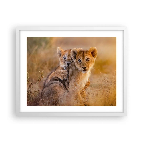 Affiche dans un cadre blanc - Poster - Ne pas déranger! On s'amuse - 50x40 cm