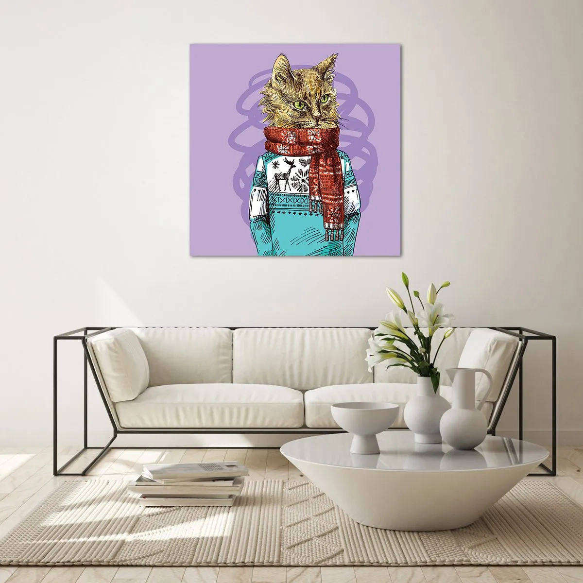 Impression sur verre - Image sur verre - Le chat, pas uniquement dans les chaussures - 60x60 cm