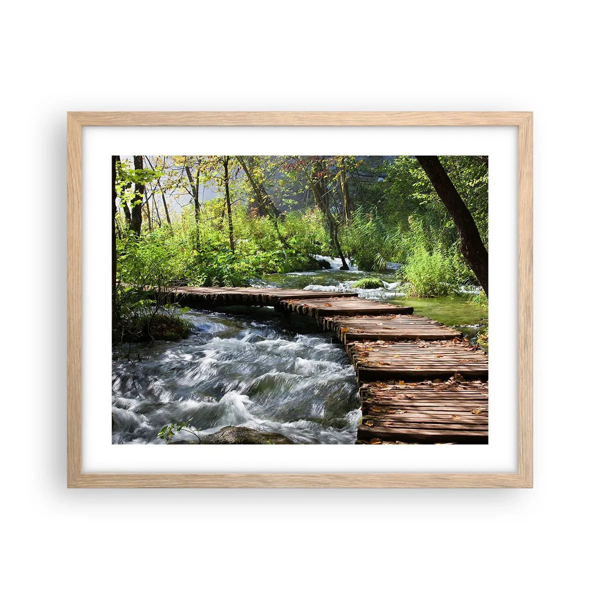 Affiche dans un chêne clair - Poster - Au-dessus de la cascade mousseuse - 50x40 cm