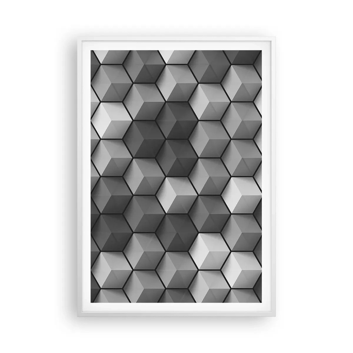 Affiche dans un cadre blanc - Poster - Puzzle cubiste - 70x100 cm