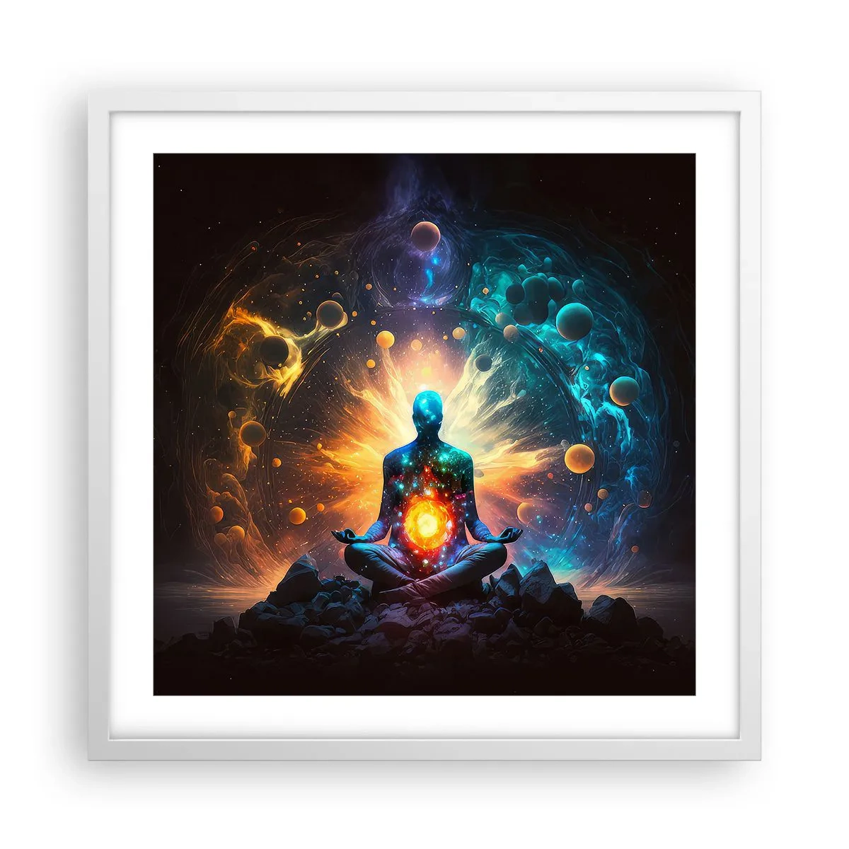 Affiche dans un cadre blanc - Poster - Paix cosmique - 50x50 cm
