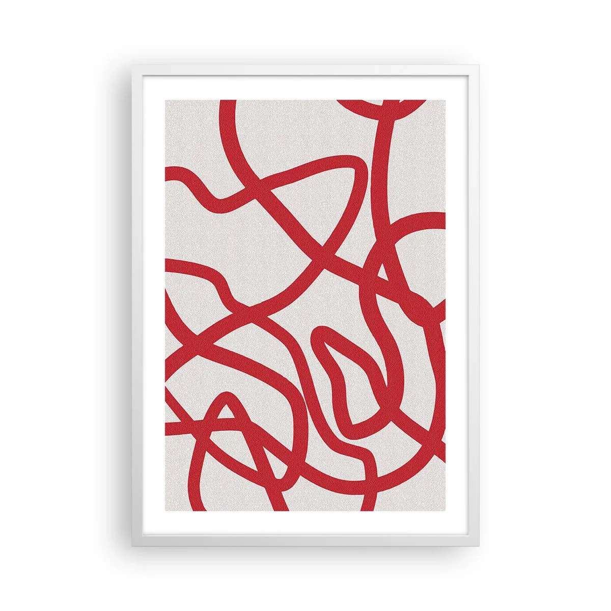 Affiche dans un cadre blanc - Poster - Rouge sur blanc - 50x70 cm