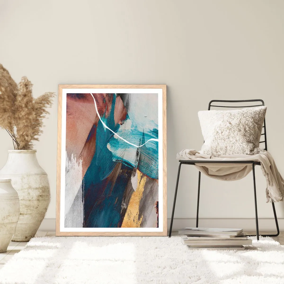 Affiche dans un chêne clair - Poster - Avec panache et énergie - 30x40 cm