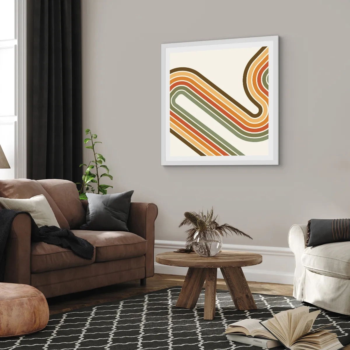 Affiche dans un cadre blanc - Poster - En zig zag vers le but - 40x40 cm