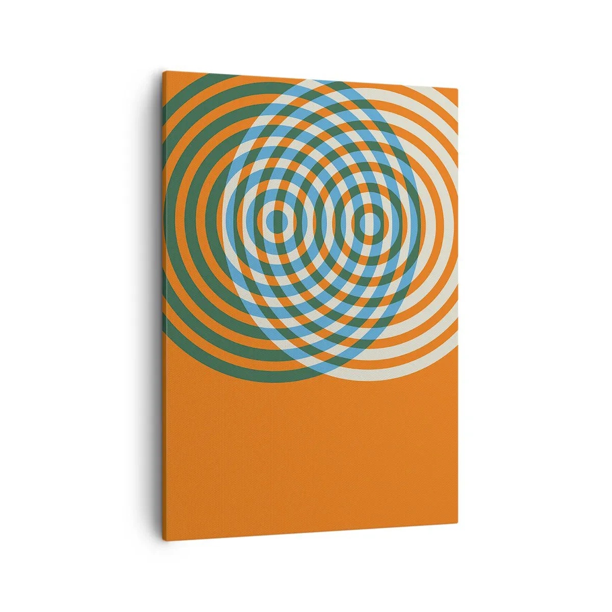 Impression sur toile - Image sur toile - Cercles concentriques sur fond orange - 50x70cm - Variation circulaire abstraite - Décoration murale moderne pour le salon et la chambre ARTTOR