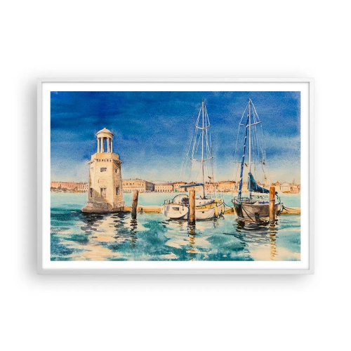 Affiche dans un cadre blanc - Poster - Lagune ensoleillée - 100x70 cm