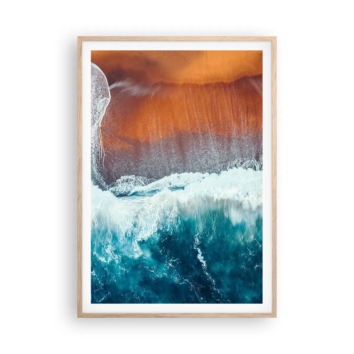 Affiche dans un chêne clair - Poster - Caresse de l'océan - 70x100 cm