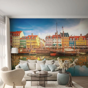 Papier Peint Autocollant Deluxe Sticker - Aussi lisse qu'un miroir au-dessus de l'eau - Paysage, Architecture, Copenhague - 150x105 cm