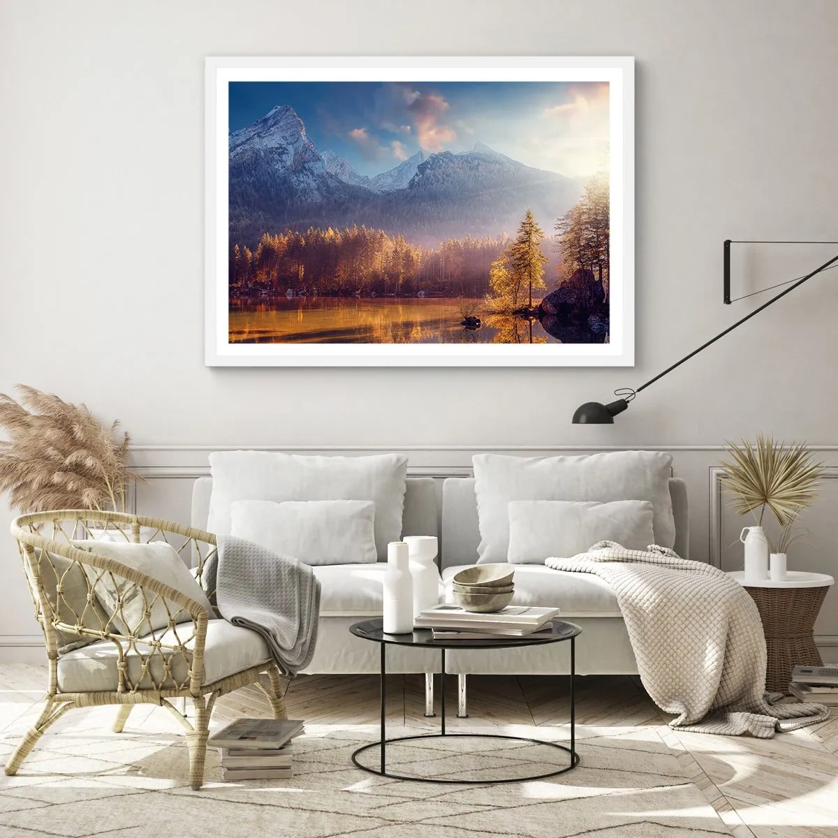 Affiche dans un cadre blanc - Poster - Dans les montagnes et les vallées - 50x40 cm