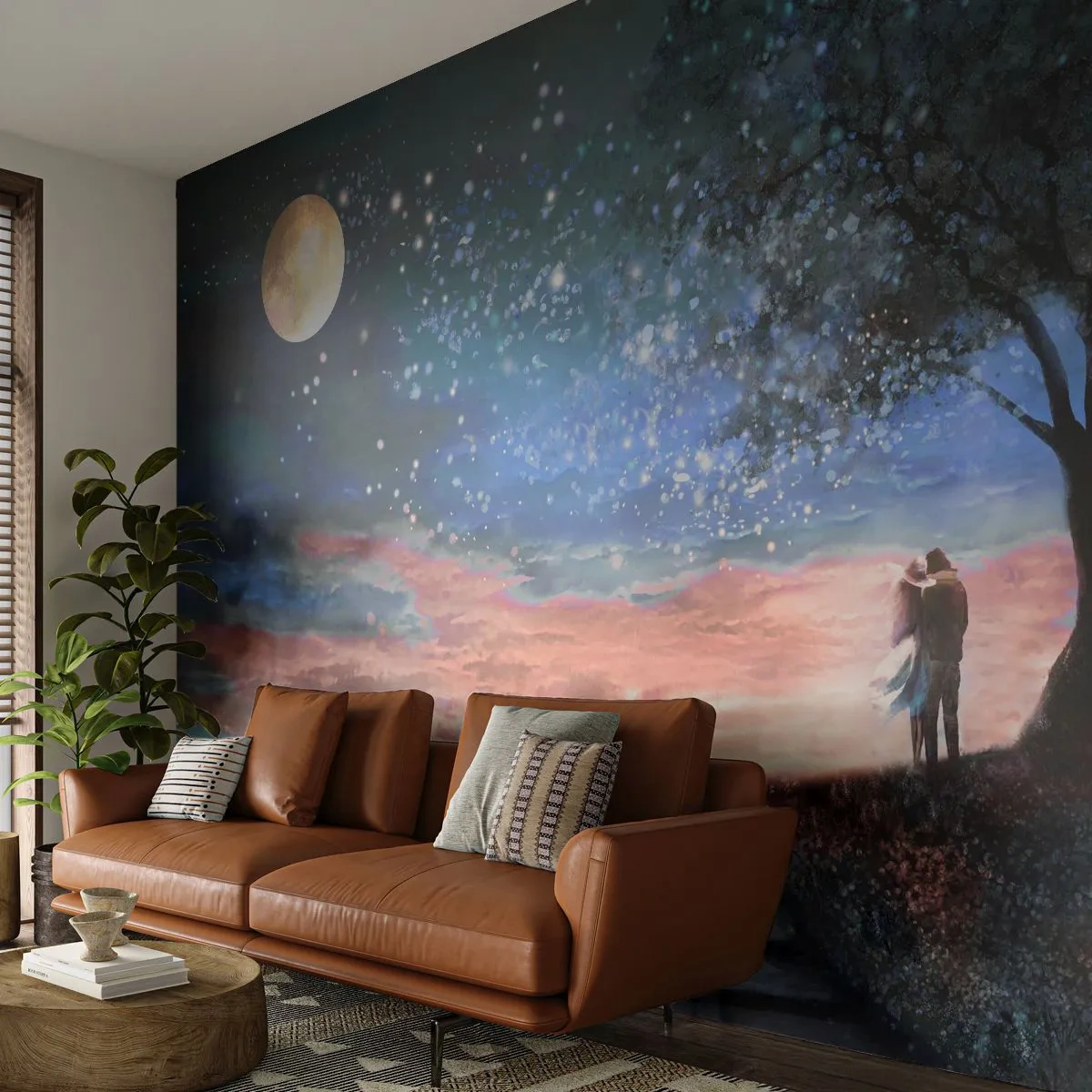 Papier Peint Photo Standard Eco - Spectacle étoilé - Abstraction, Paysage, Couple d'amoureux - 200x140 cm