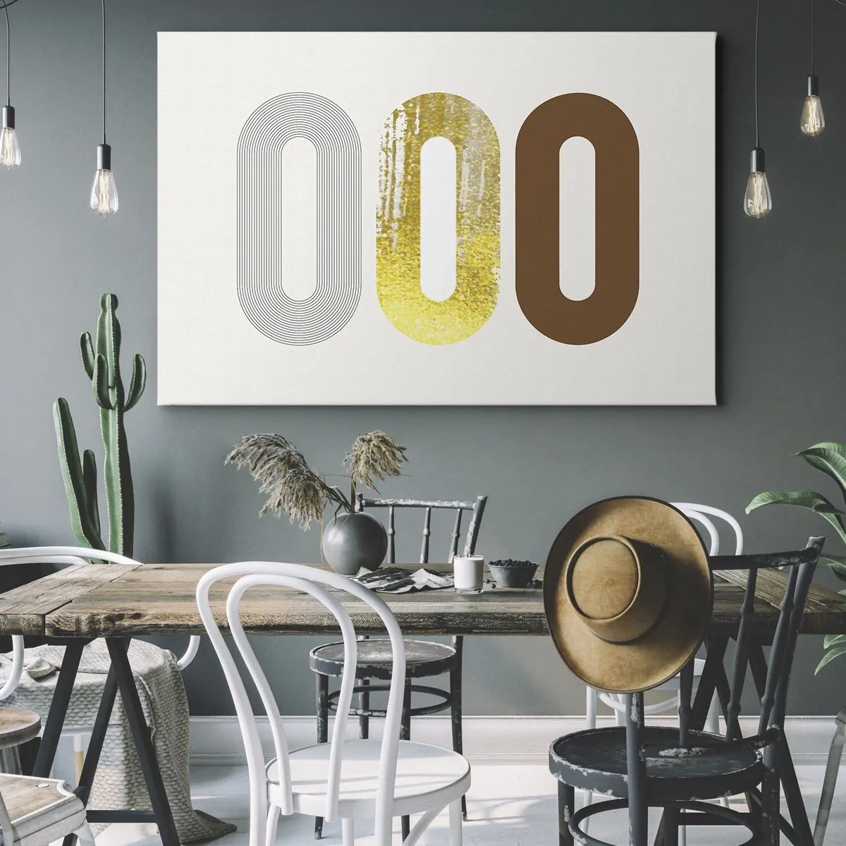 Impression sur toile - Image sur toile - Motif abstrait de trois formes géométriques - 70x50cm - Ooo! - Décoration murale moderne pour le salon et la chambre ARTTOR