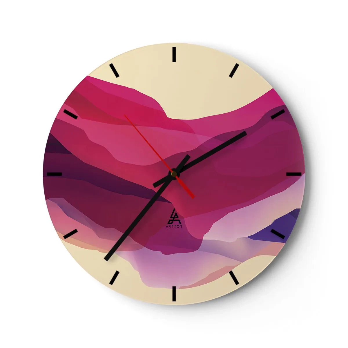 Horloge murale - Pendule murale - Vagues pourpre - 40x40 cm