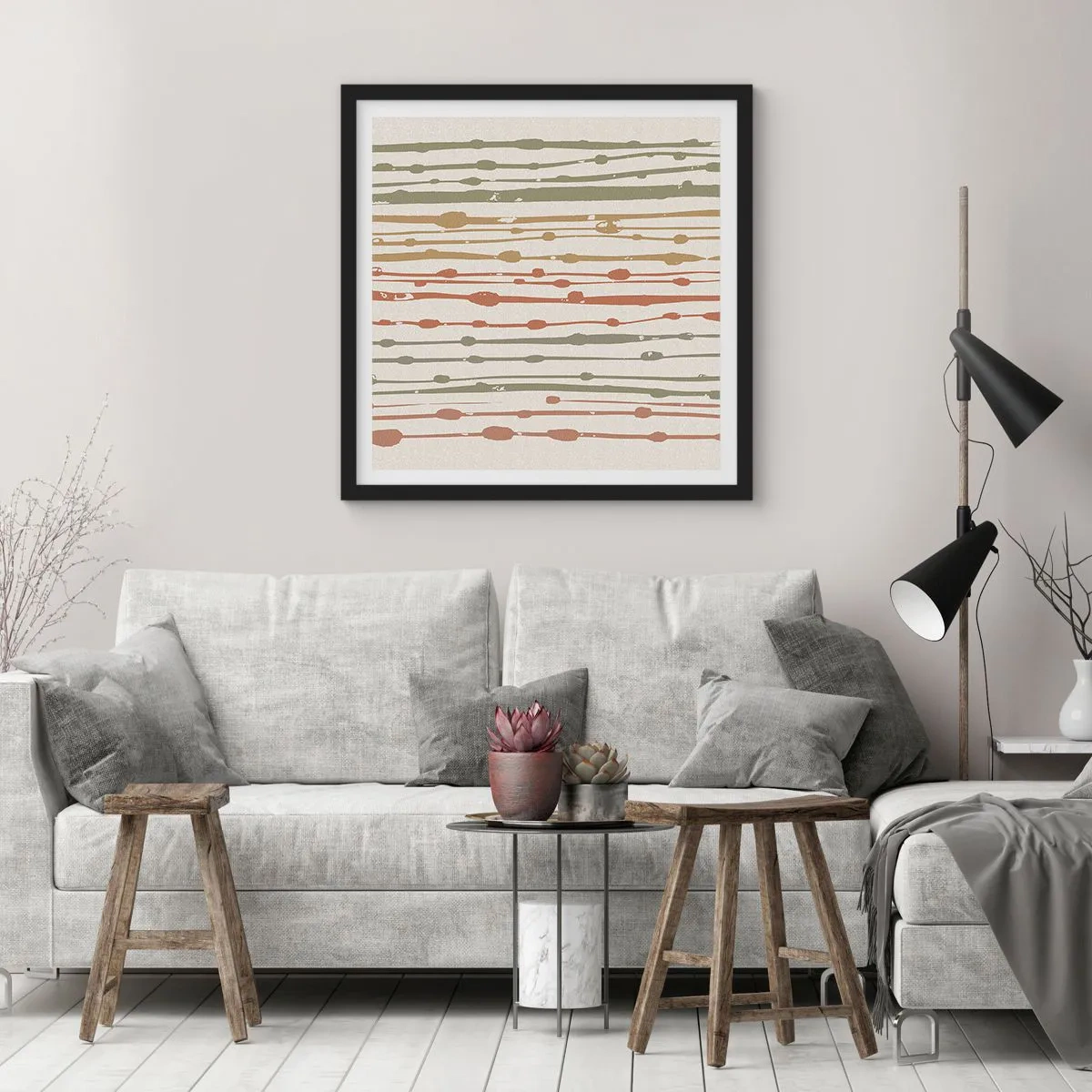 Affiche dans un cadre noir - Poster - Notation musicale des couleurs - 50x50 cm