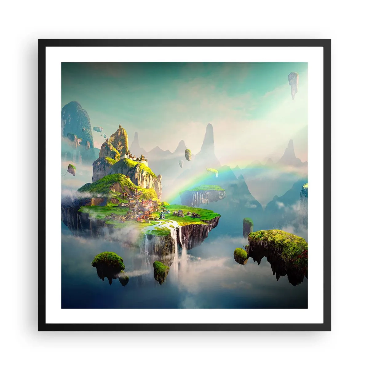 Affiche dans un cadre noir - Poster - Au milieu des cieux - îles du bonheur - 60x60 cm