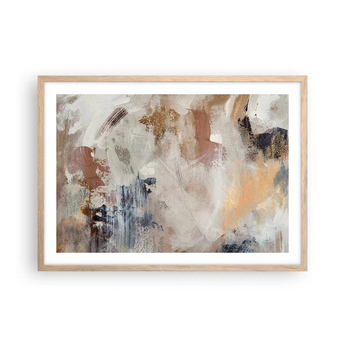 Affiche dans un chêne clair - Poster - Abstraction brumeuse - 70x50 cm