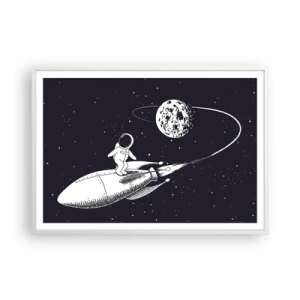 Affiche dans un cadre blanc - Poster - Surfeur de l'espace - 100x70 cm