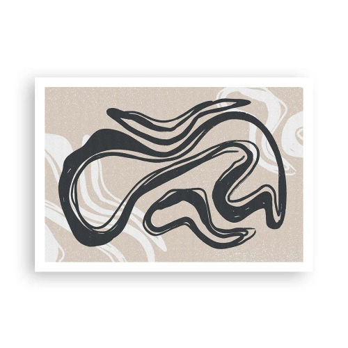 Affiche - Poster - Lignes abstraites dans des tons sombres sur fond beige - 100x70cm - Expression multipliée - Décoration murale moderne pour le salon et la chambre ARTTOR