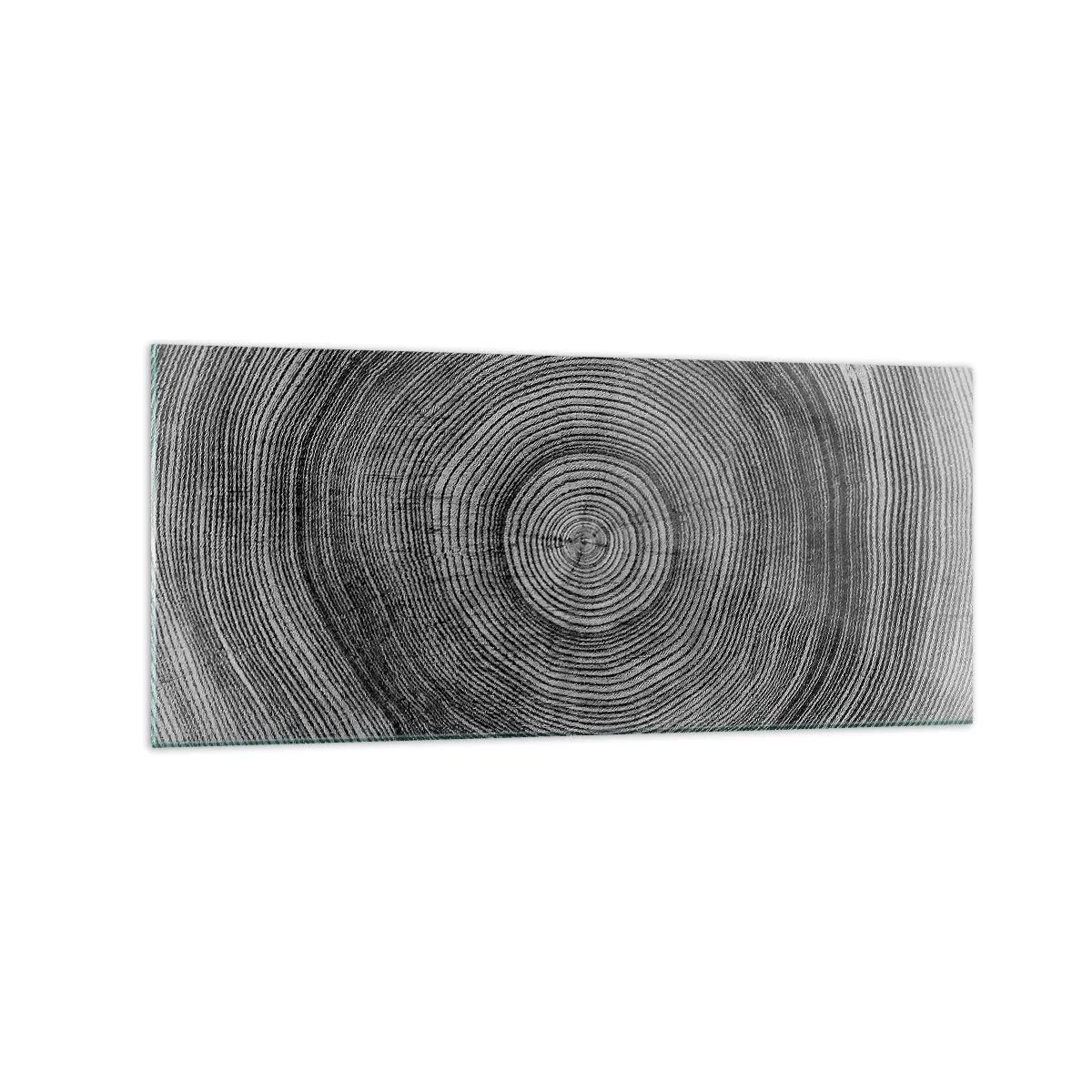 Impression sur verre - Image sur verre - Motif de cernes d'arbre noir et blanc montrant une coupe transversale du tronc - 120x50cm - Signe du temps - Décoration murale moderne pour le salon et la chambre ARTTOR