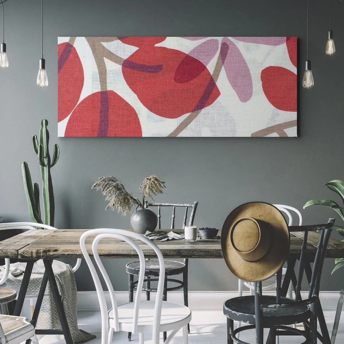 Impression sur toile - Image sur toile - Composition florale dans les roses - 90x30 cm