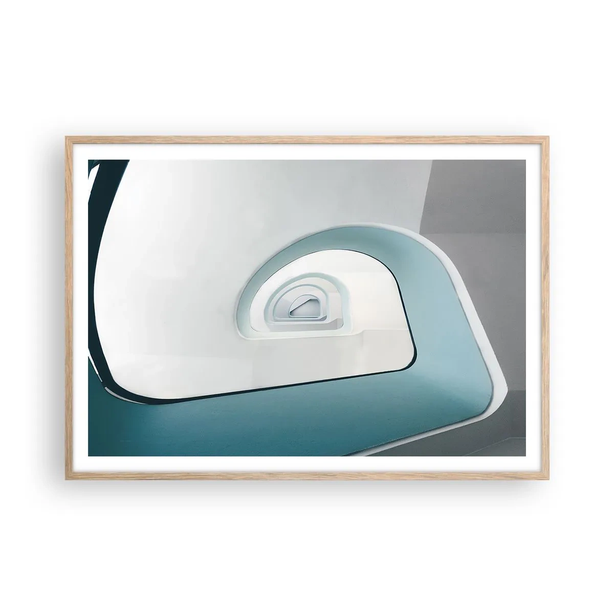 Affiche dans un chêne clair - Poster - Au profondeur du bleu - 100x70 cm