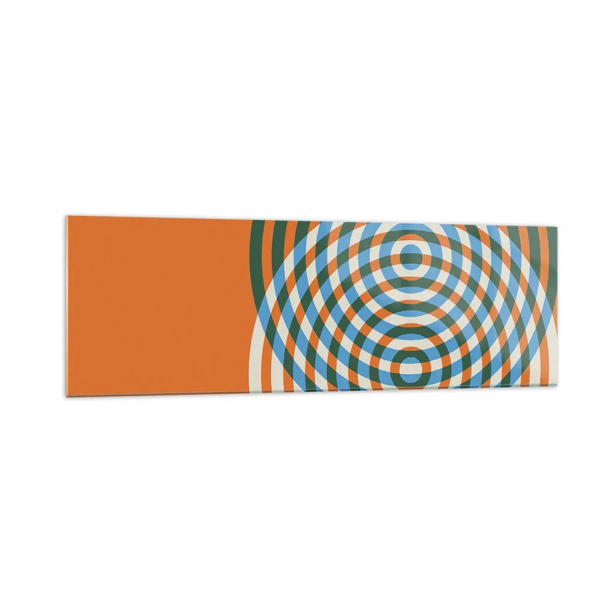 Impression sur verre - Image sur verre - Cercles concentriques sur fond orange - 160x50cm - Variation circulaire abstraite - Décoration murale moderne pour le salon et la chambre ARTTOR
