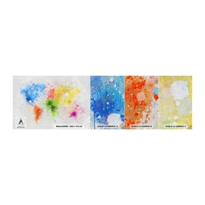 Échantillon de Papier Peint Premium Canvas - Toutes les couleurs du monde - Carte du monde, Continents, Voyages - 100x30 cm
