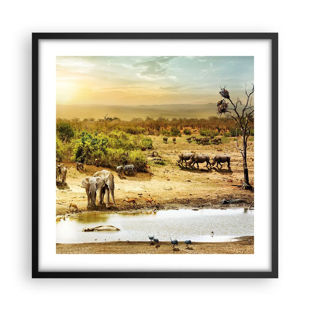 Affiche dans un cadre noir - Poster - "Et d'Eden coulait une rivière..." - 50x50 cm